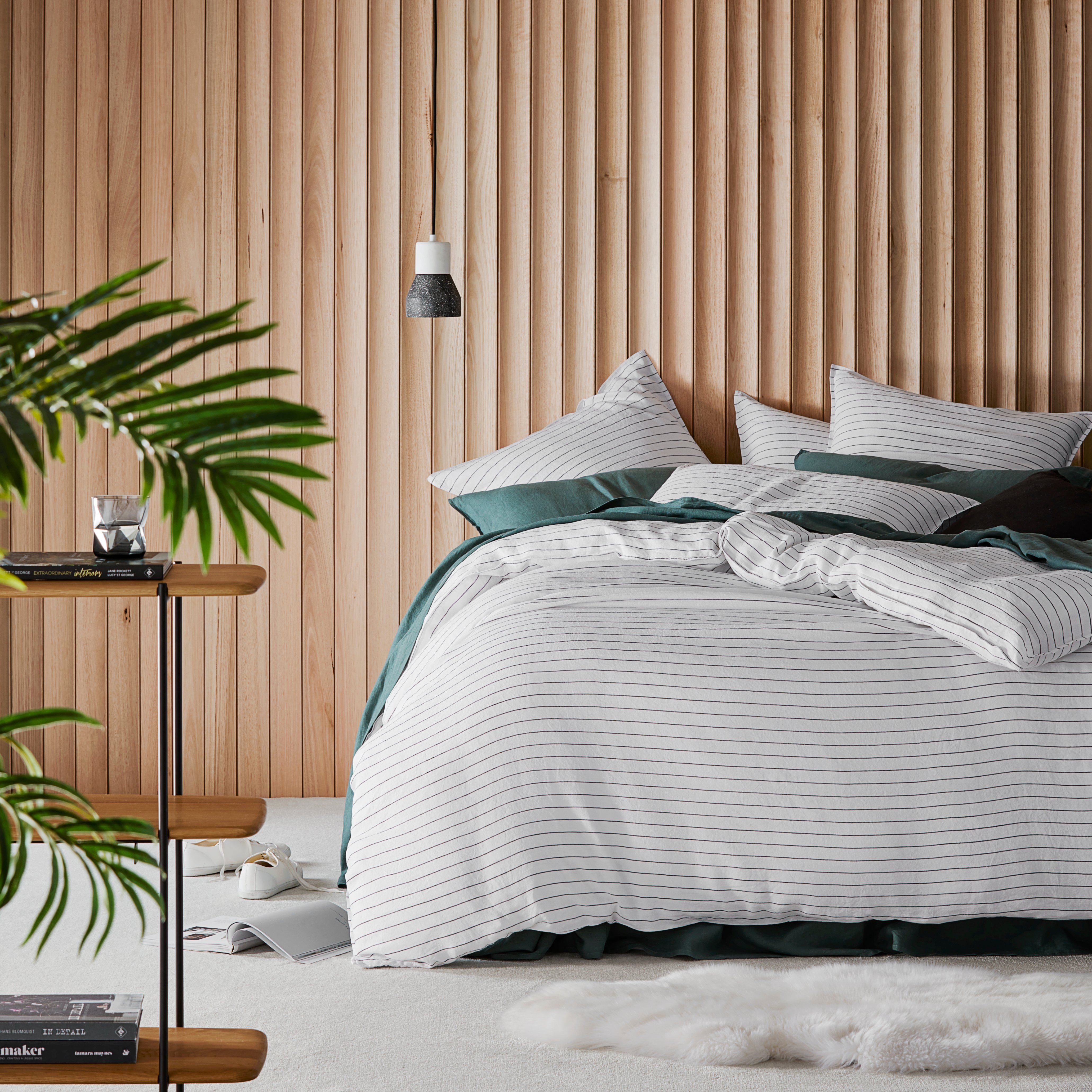 Vintage Washed Linen Onyx Stripe Quilt Cover Separates