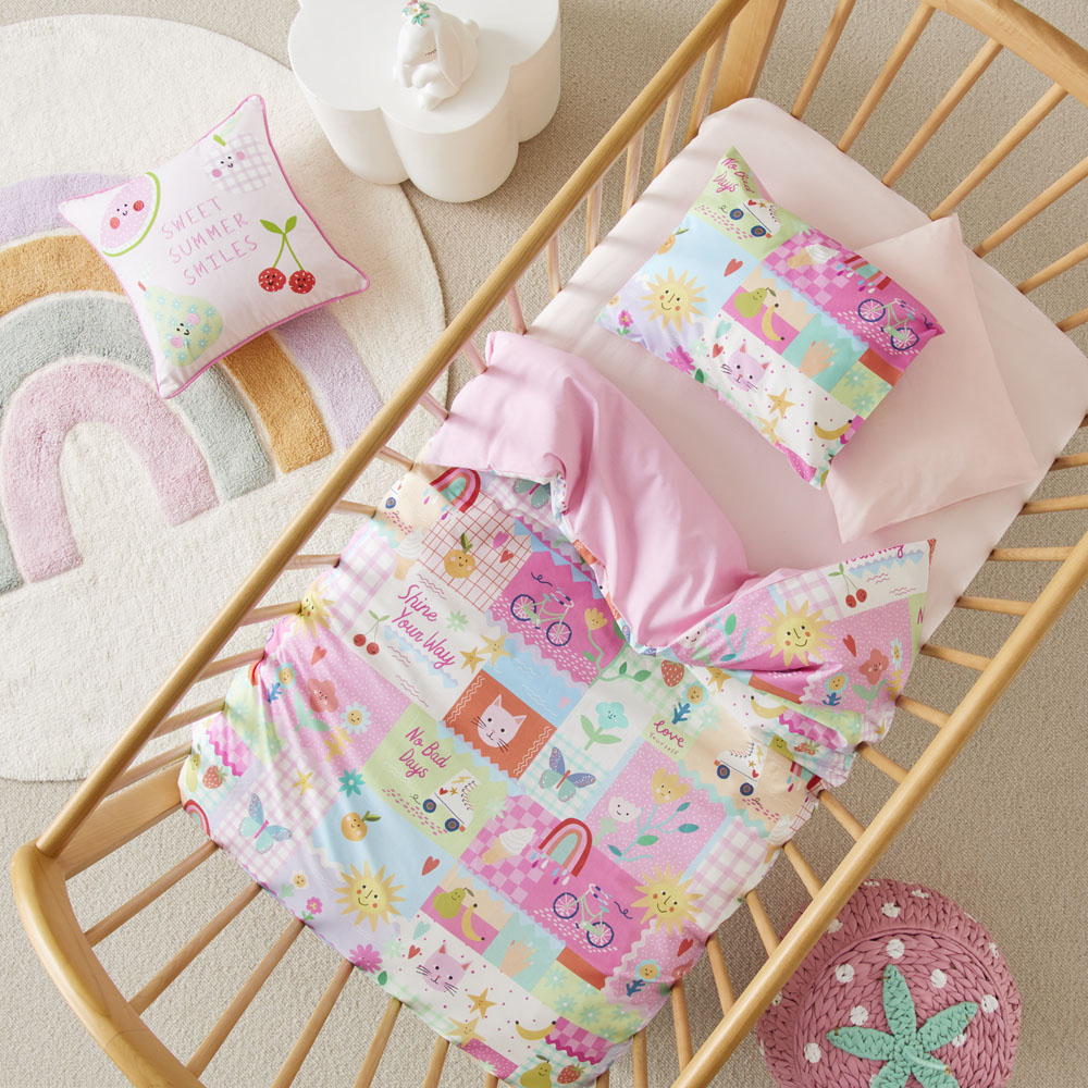 Shine Your Way Pink Cot Quilt Cover Set