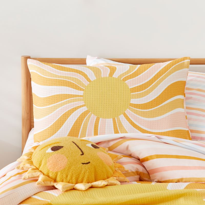 Rise and Shine Waffle Pink Quilt Cover Set