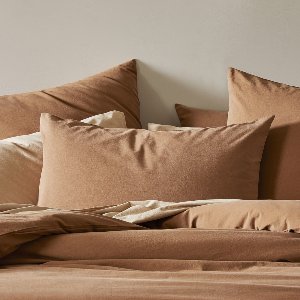 Stonewashed Cotton Cocoa Pillowcases