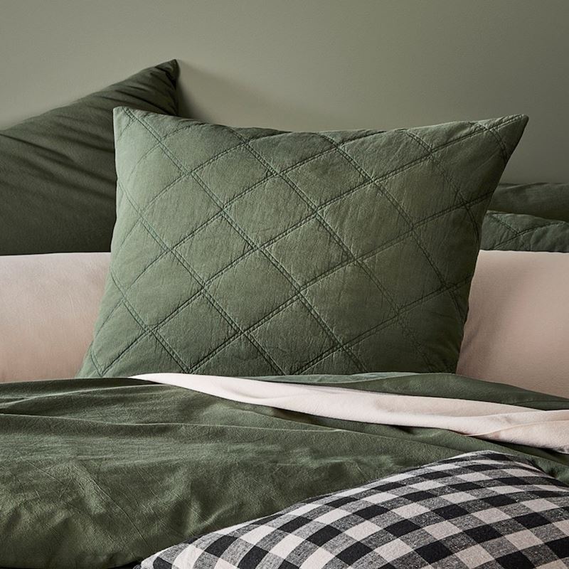 Stonewashed Cotton Basil Quilted Coverlet Separates