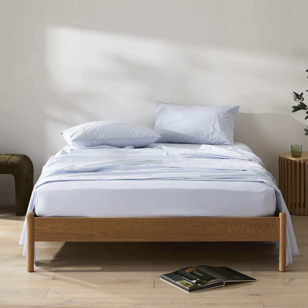 Fresh Cotton Percale Ice Blue Sheet Set