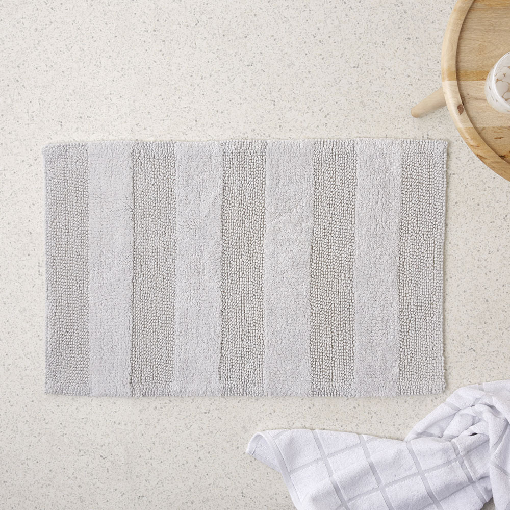 Morgan Soft Grey Stripe Bath Mat