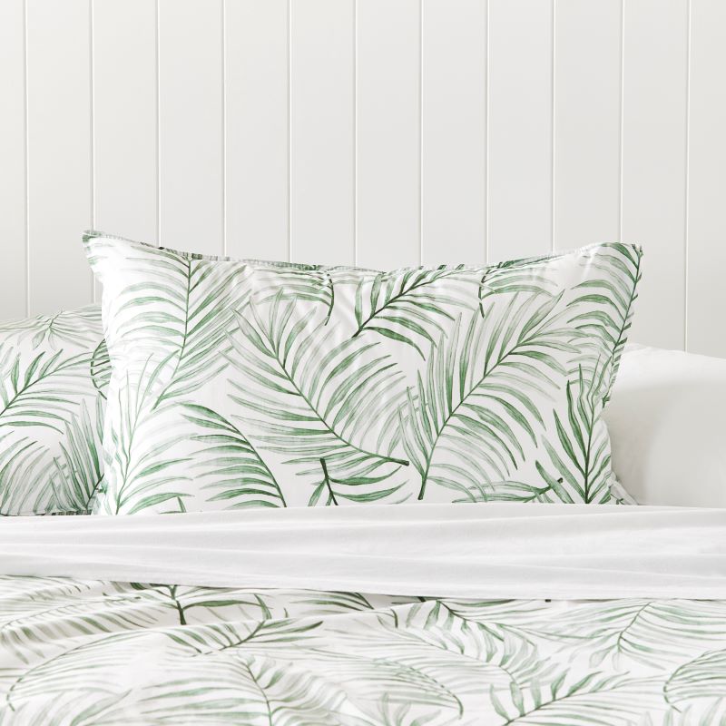 Stonewashed Cotton Green Palm Pillowcases