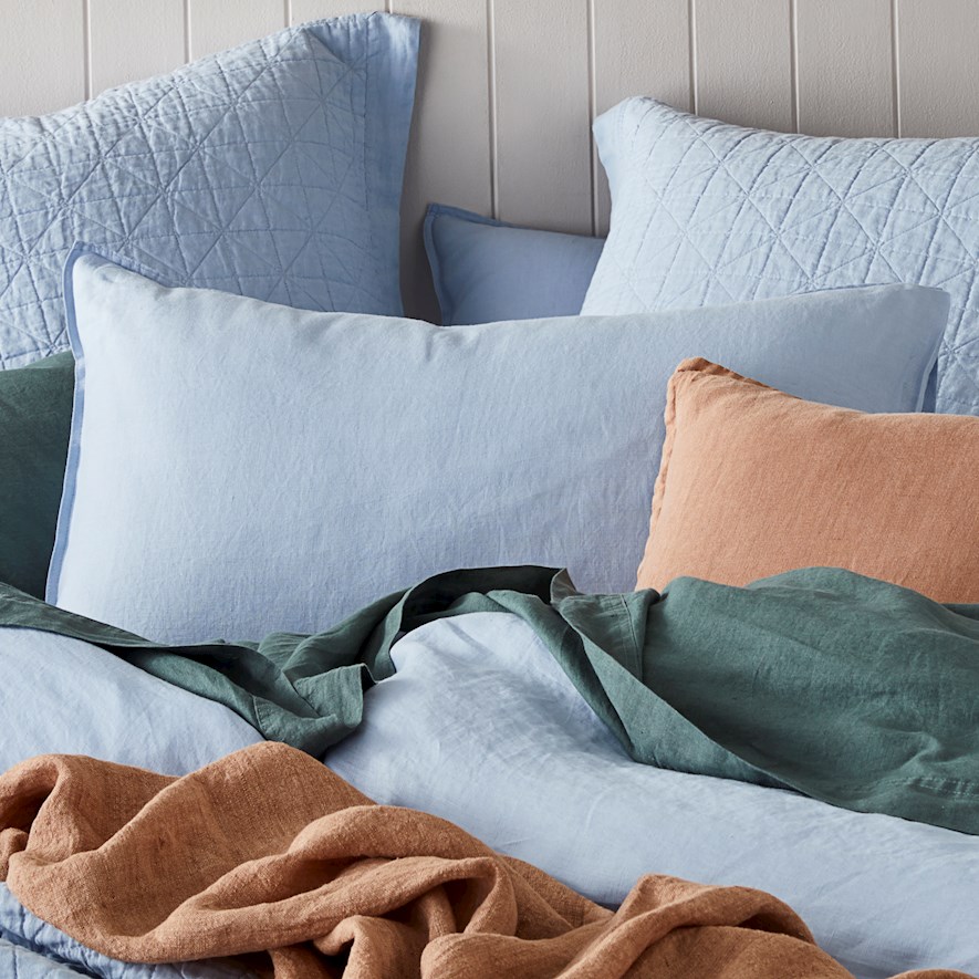 Vintage Washed Linen Dusty Blue Pillowcases