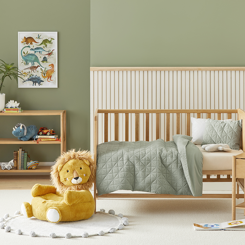 Cody Corduroy Khaki Cot Quilt Cover Set