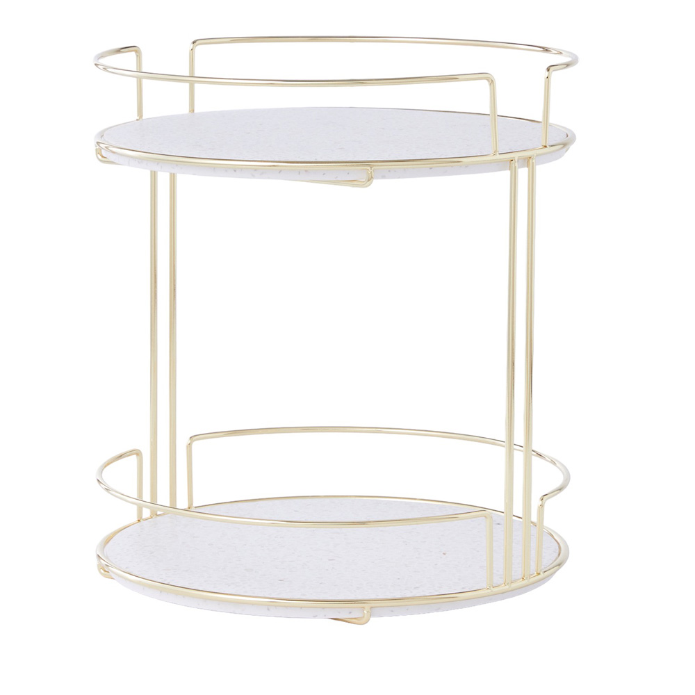 White Terrazzo Cosmetic Storage Tower