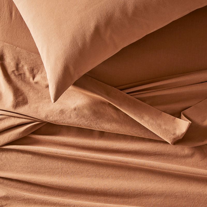 Stonewashed Cotton Cocoa Sheet Separates