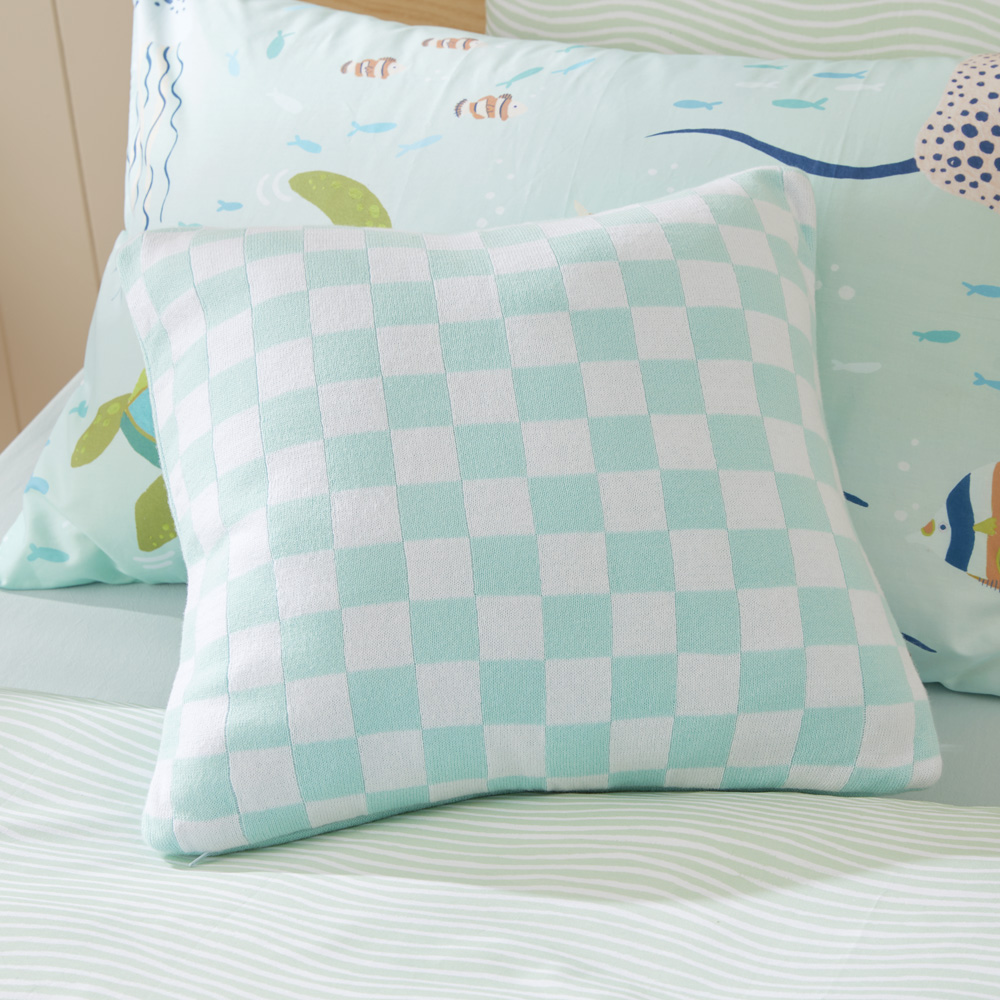 Check Mint Knit Cushion