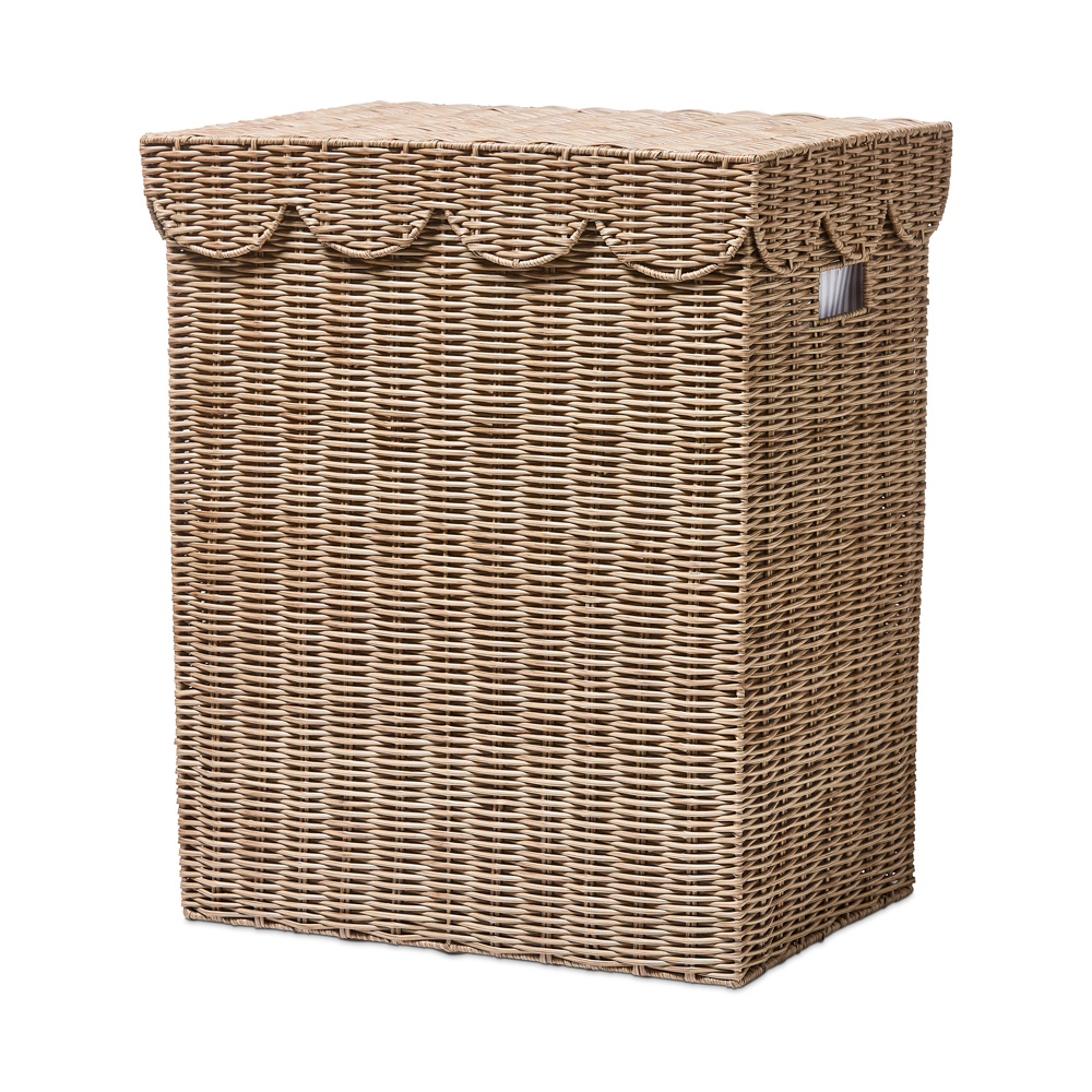 Scalloped Natural Laundry Basket