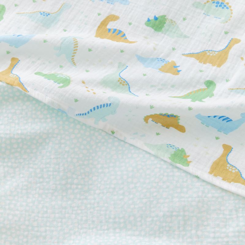 Dino Hatchlings White Cotton Muslin Baby Swaddles 2pk