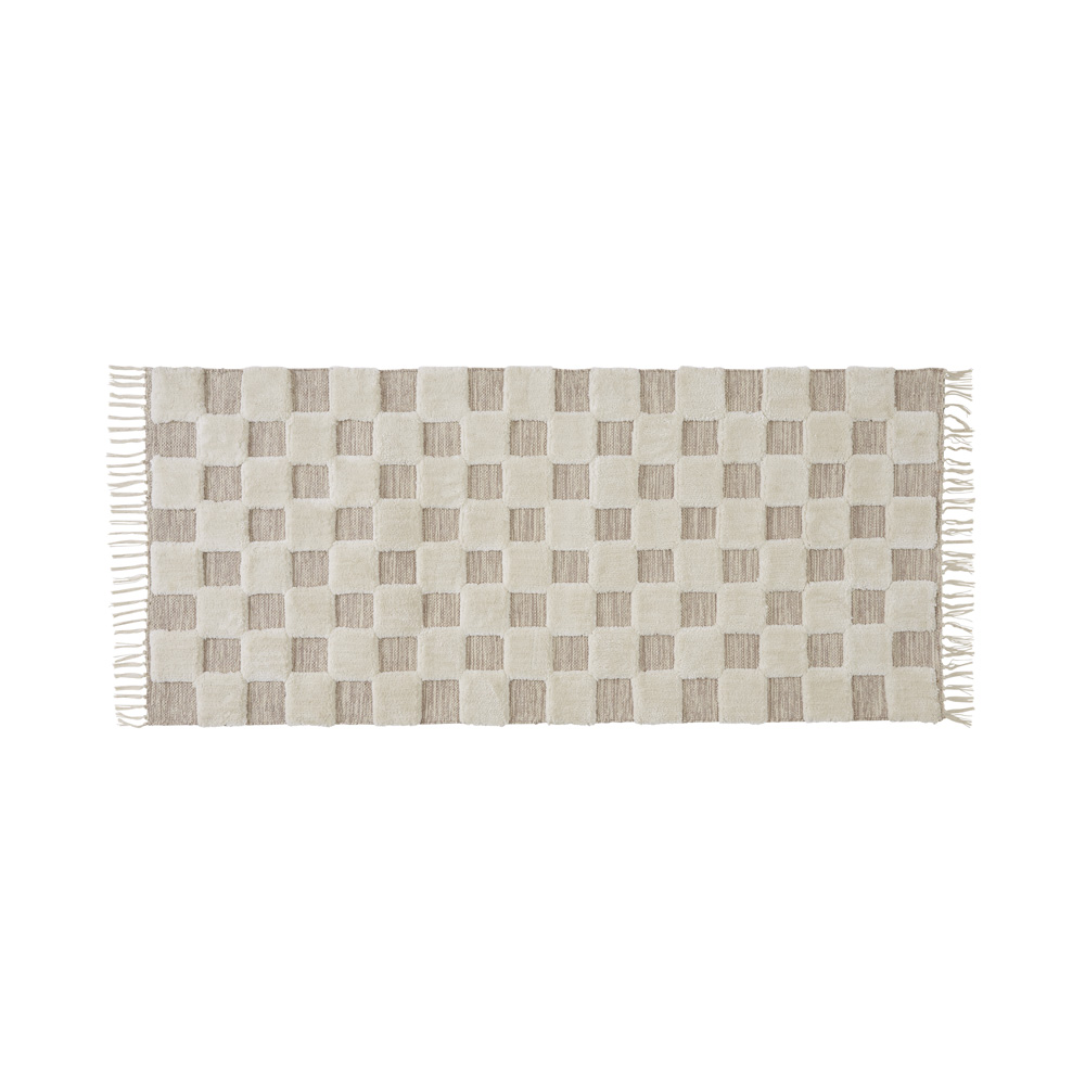 Archie Natural & Ivory Check Rug Runner