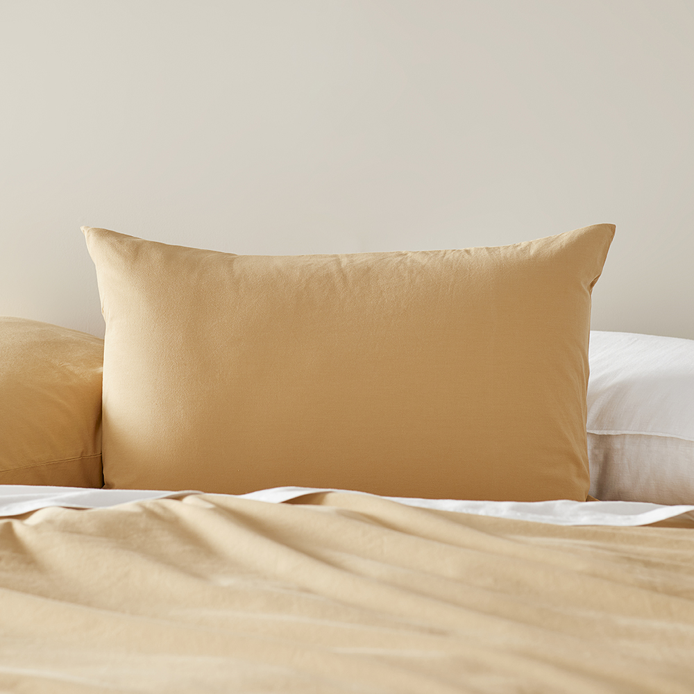 Stonewashed Cotton Gold Pillowcases