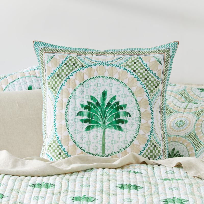 Florida Palm Green Quilted Quilt Cover Separates