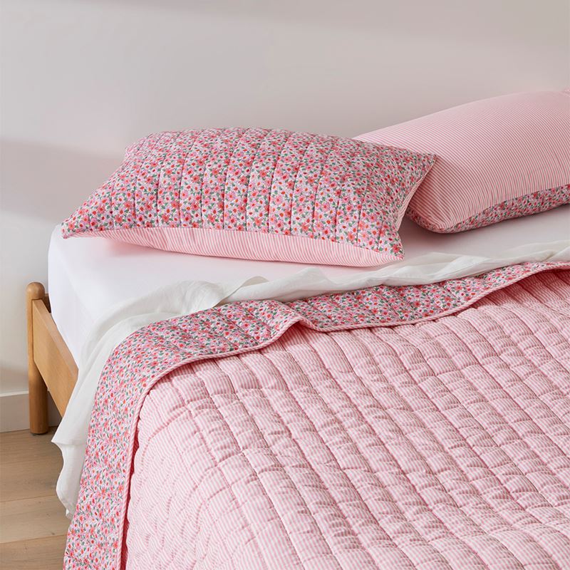 Pippa Pink Floral Quilted Coverlet Separates