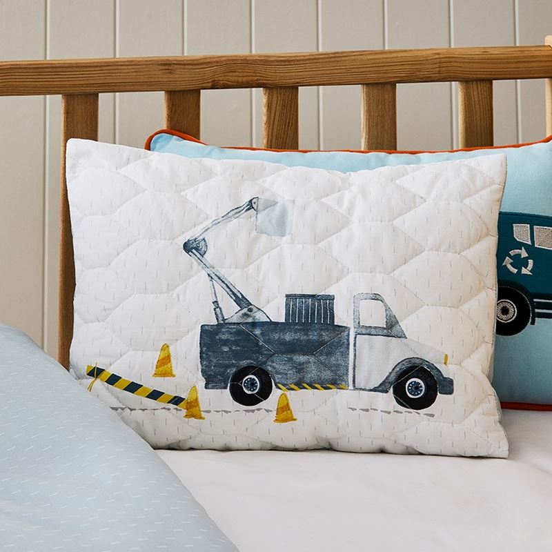 Under Construction White Quilted Cot Quilt Cover Set