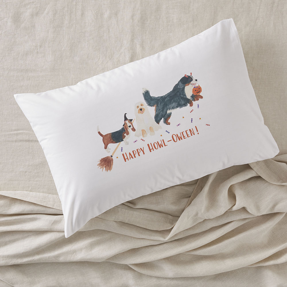 Happy Howl-Oween Halloween Text Pillowcase