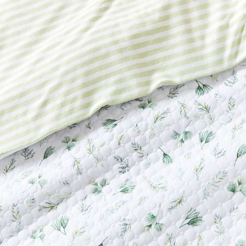 Jersey Olive Leaf Quilted Cot Quilt Cover Set