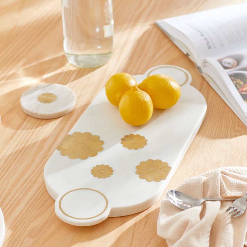 Daisy Marble White & Gold Board