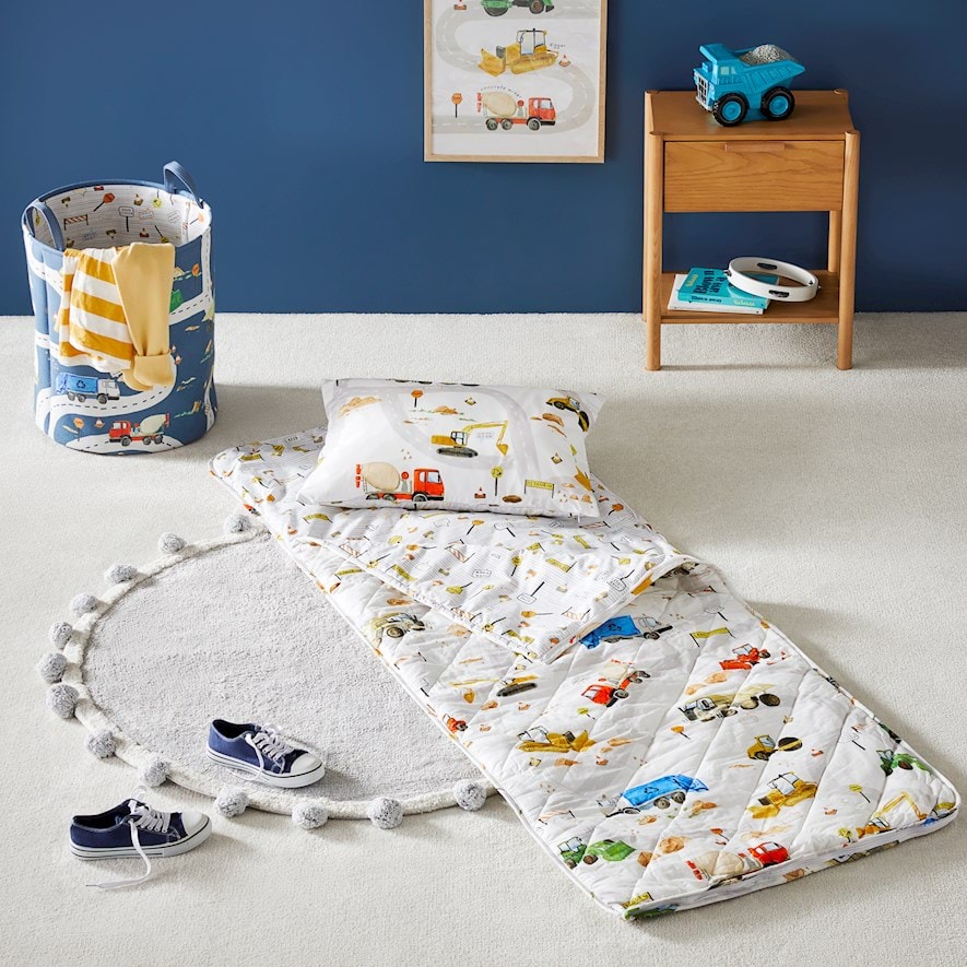 Truck Town White Co-ordinating Sleeping Bag