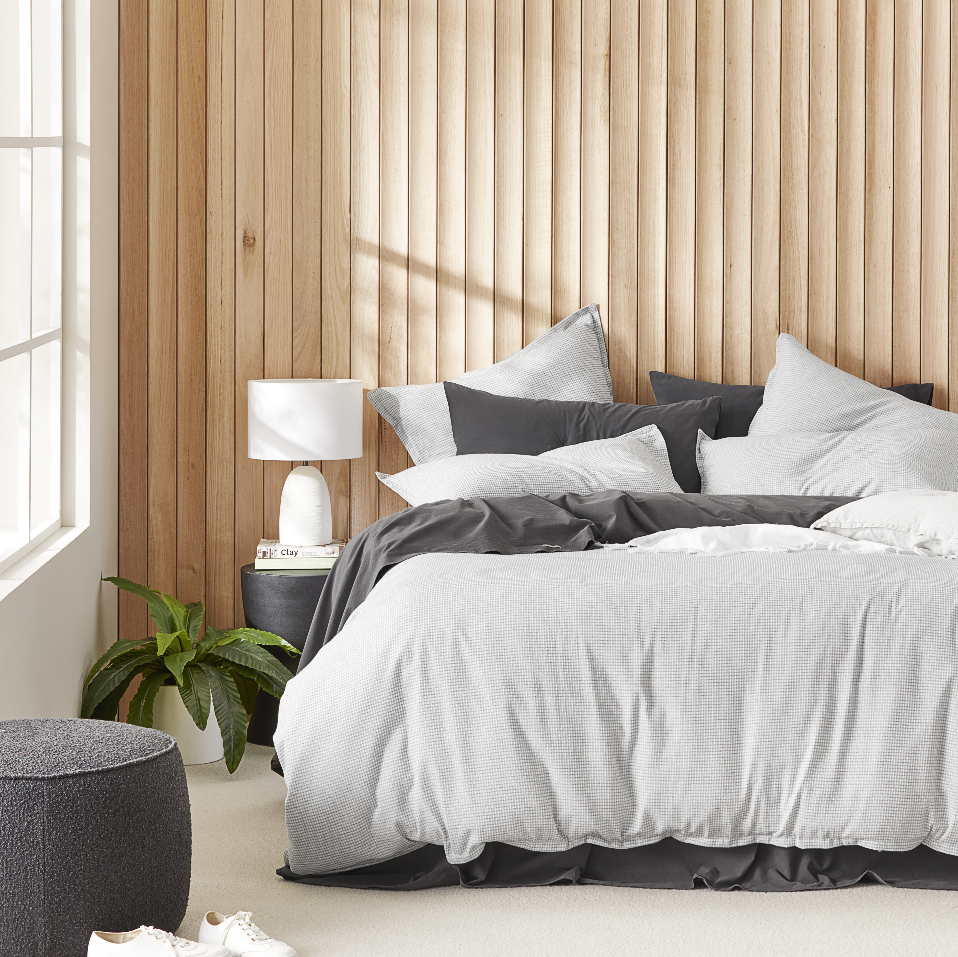 Berlin Waffle Grey Marle Quilt Cover Set + Separates