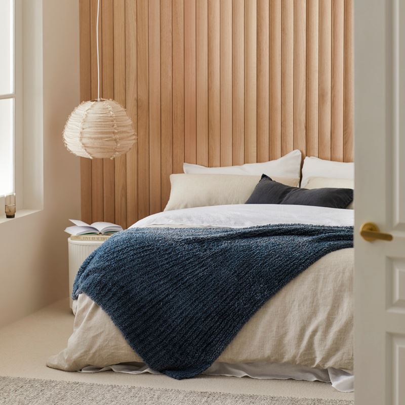 Munich Blue Stone Feather Yarn Throw