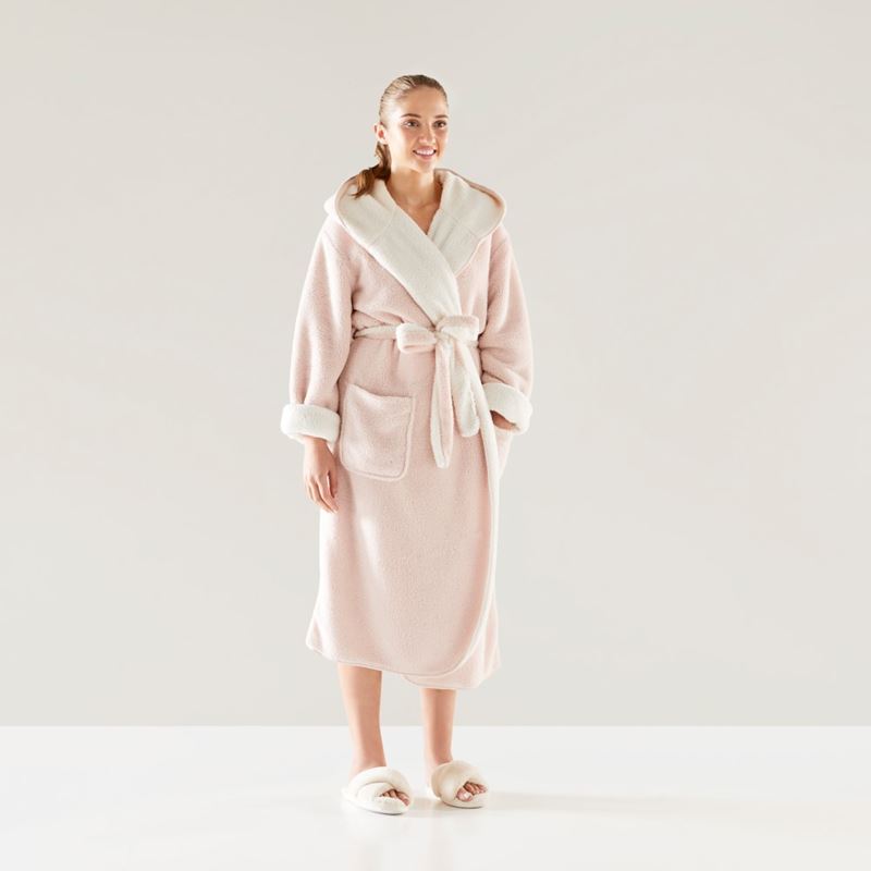 Sherpa Dusty Pink Hooded Bathrobe
