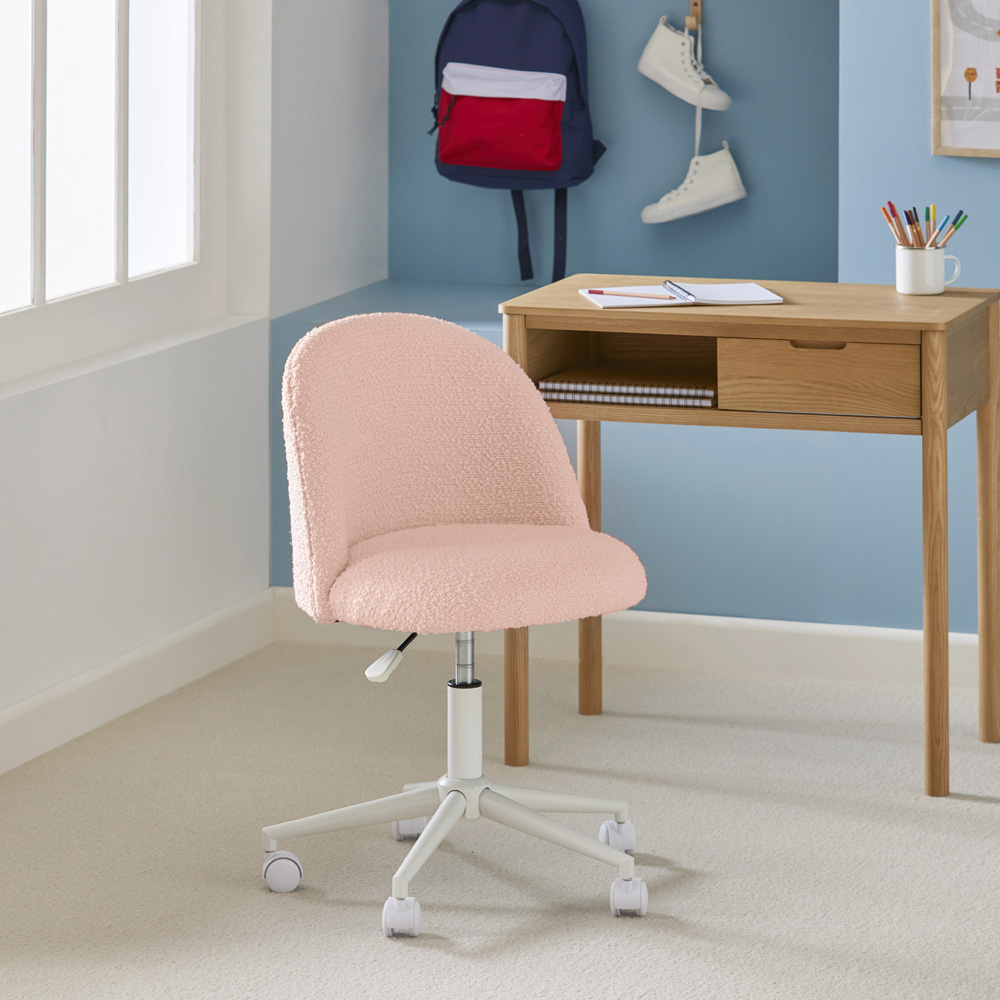 Brady Pink Boucle Kids Desk Chair