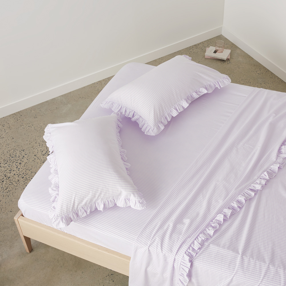 Ruffle Lilac Stripe Sheet Set