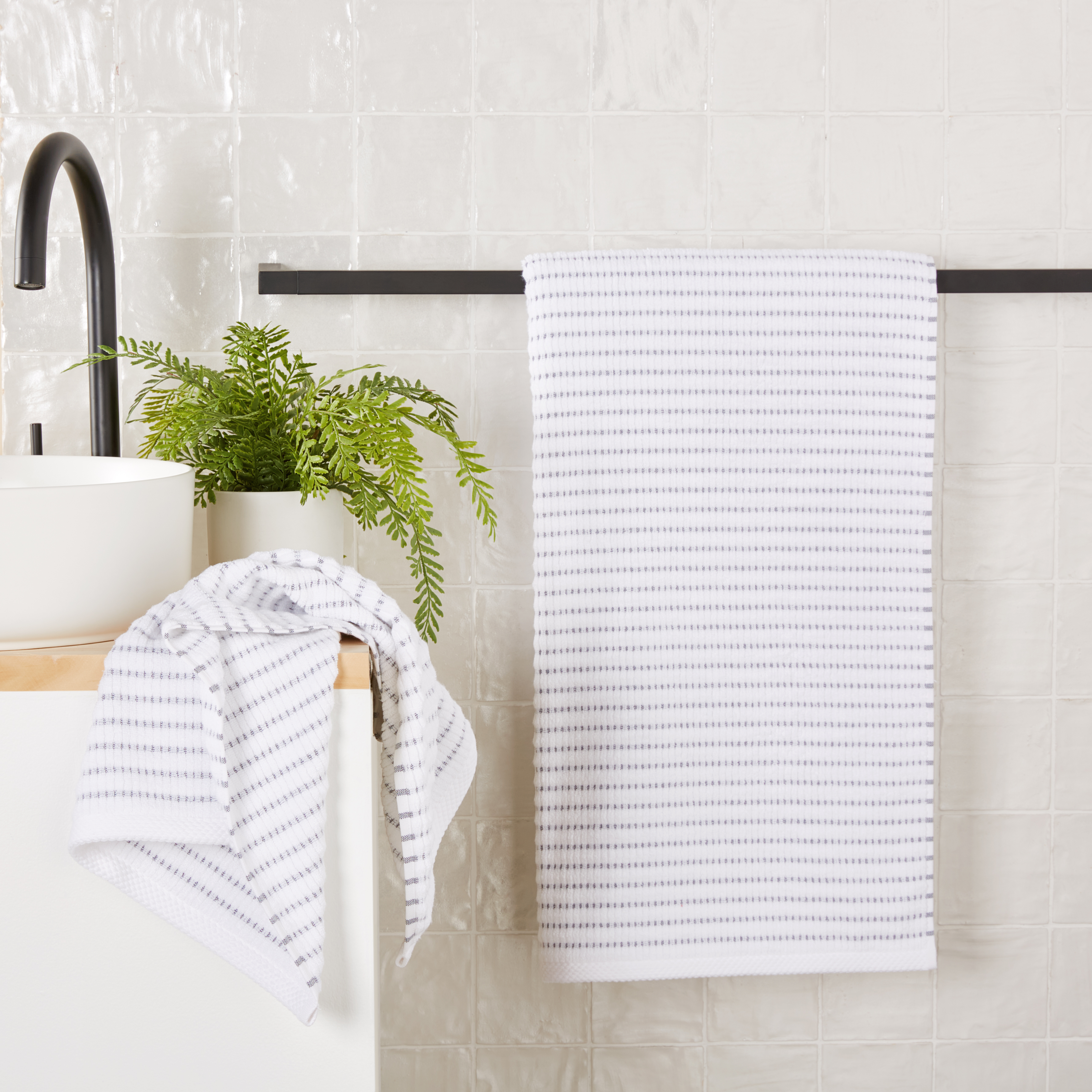 Navara Ribbed Snow Cotton Bamboo Towel Range