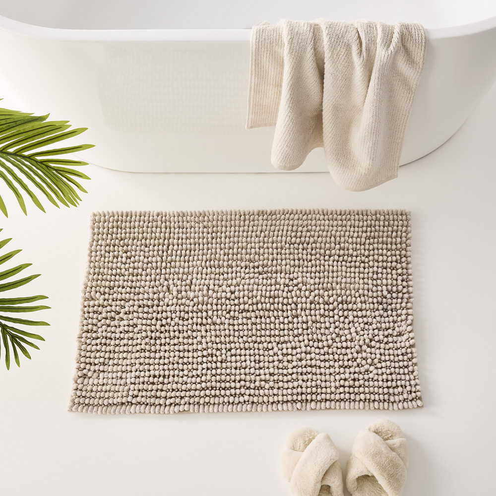 Microplush Stone Marle Bobble Bath Mat