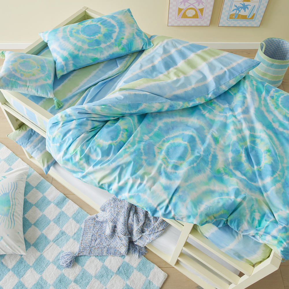 Zephyr Tie Dye Aqua Quilt Cover Set