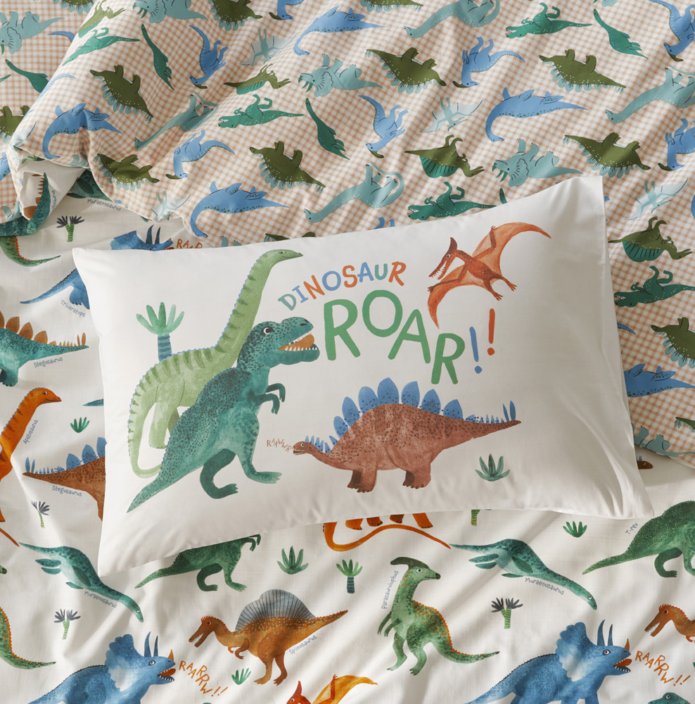 Roar The Dinosaur Kids Text Pillowcase