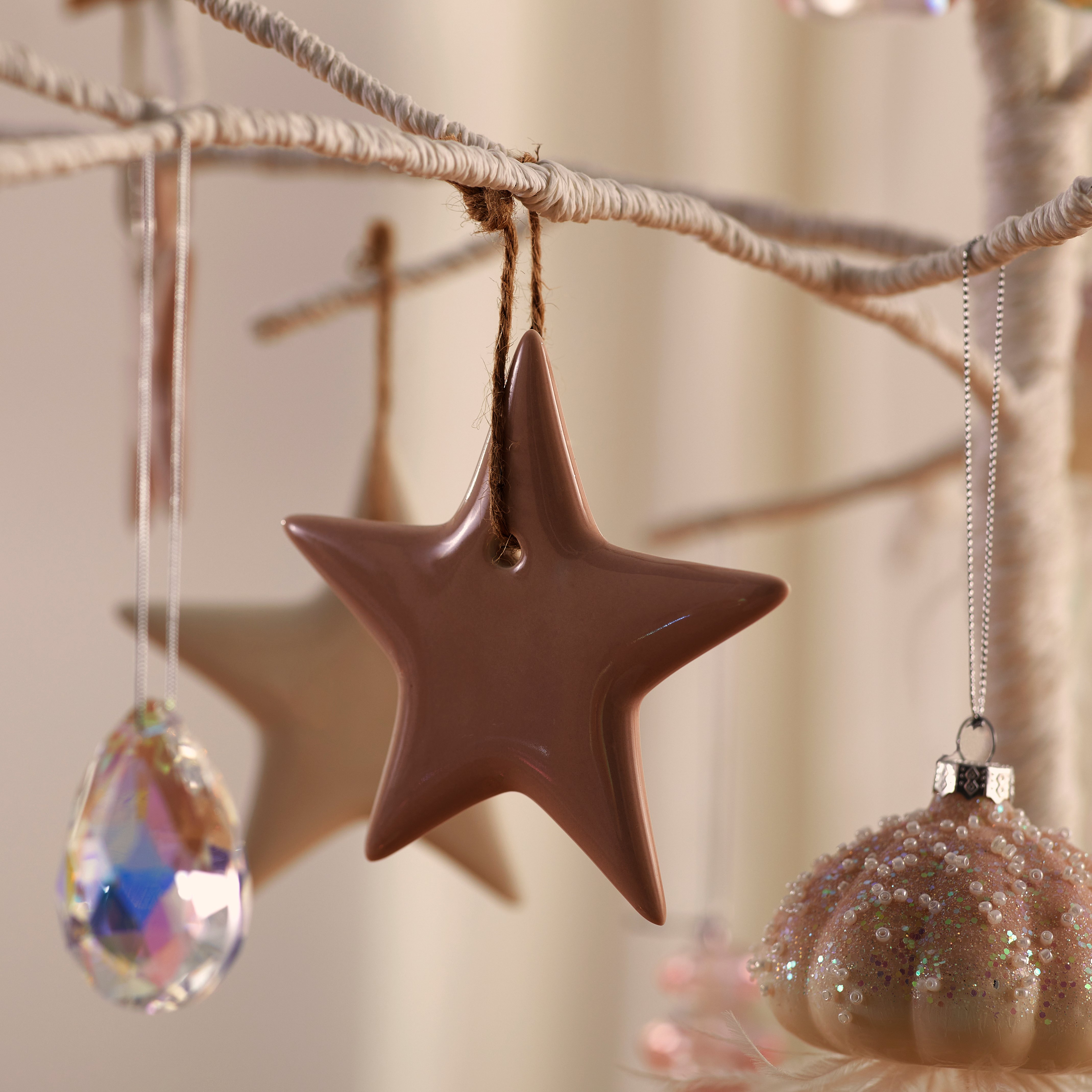 Whimsical Ceramic Pink Star Decoration
