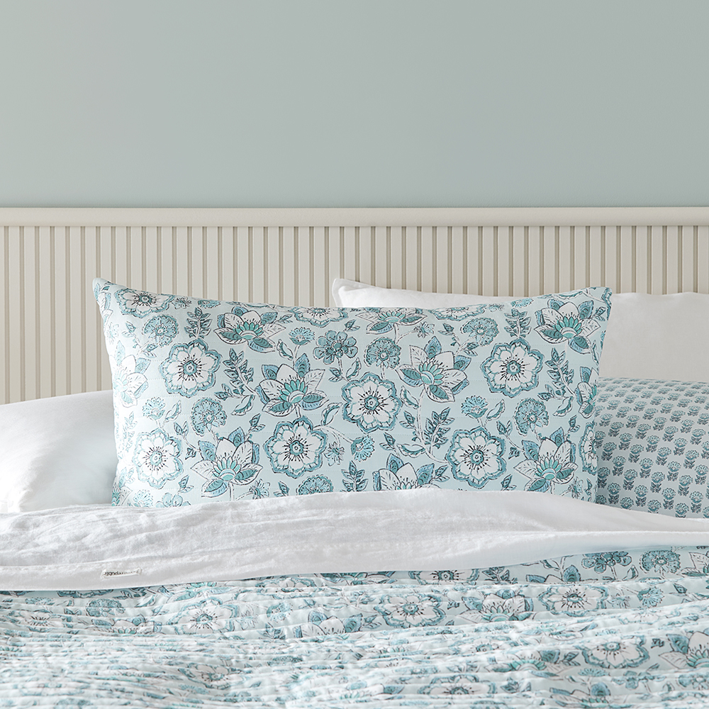 Clear Skies Aqua Quilted Pillowcases