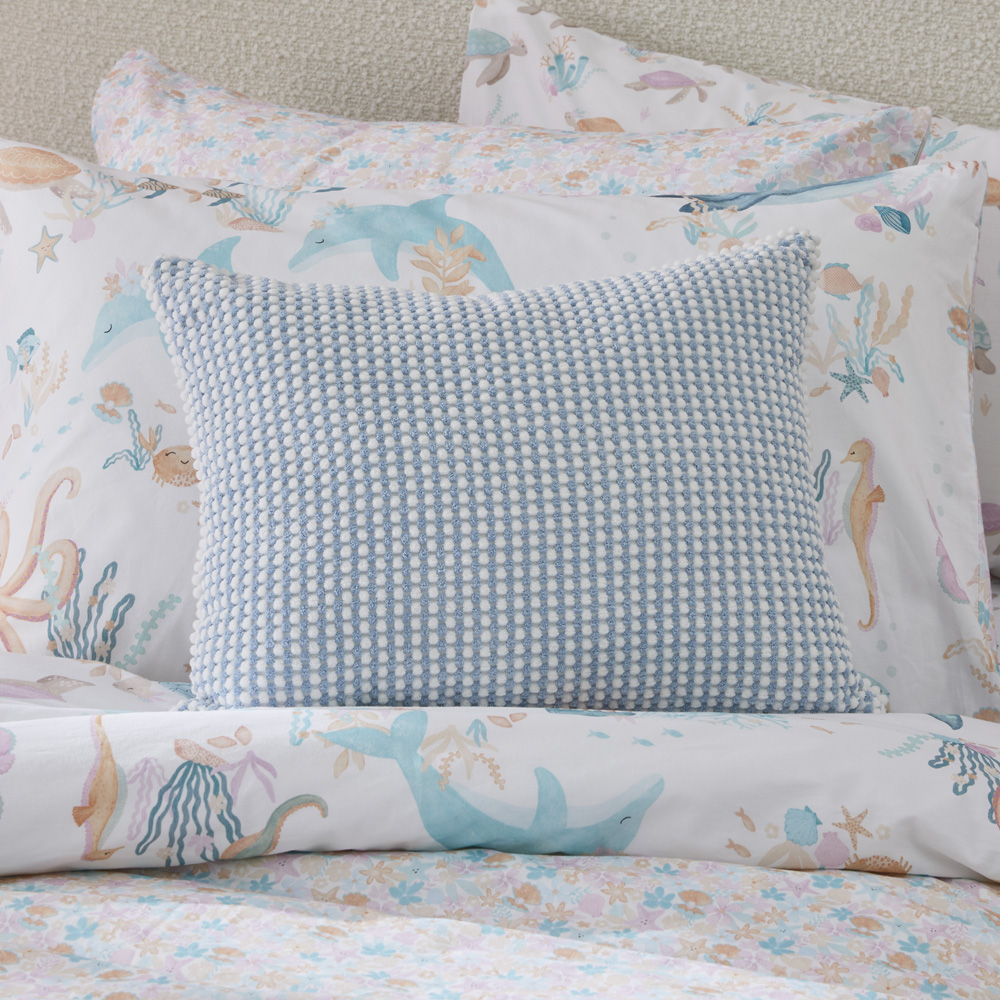 Bobble Light Blue & White Cushion