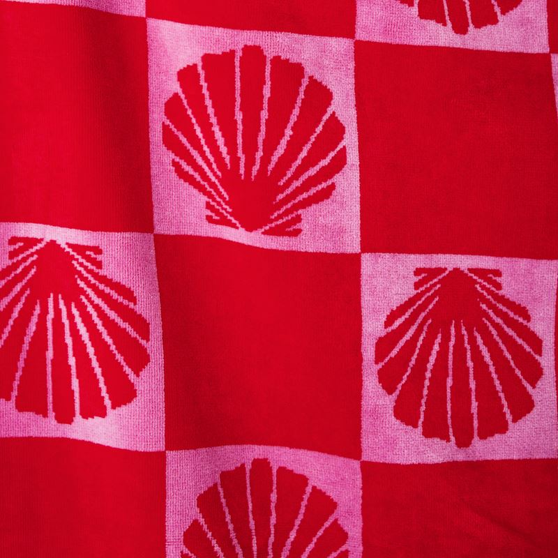 Velour Red Shell Check Beach Towel