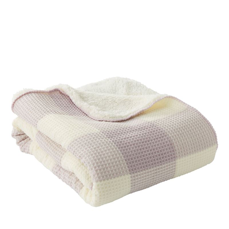 Tanner Lilac Gingham Check Waffle Blanket