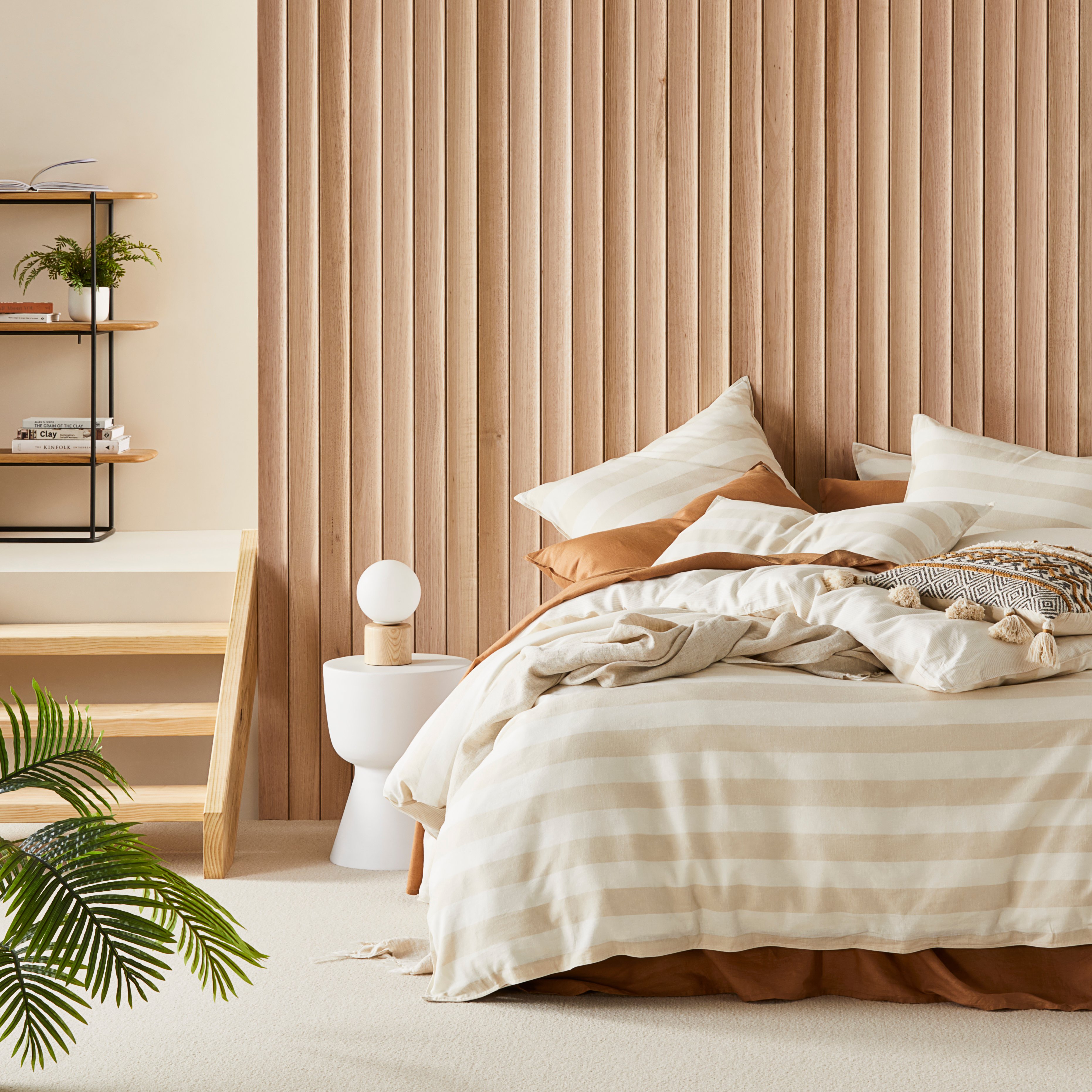 Vintage Washed Linen Sand Stripe Quilt Cover Set + Separates