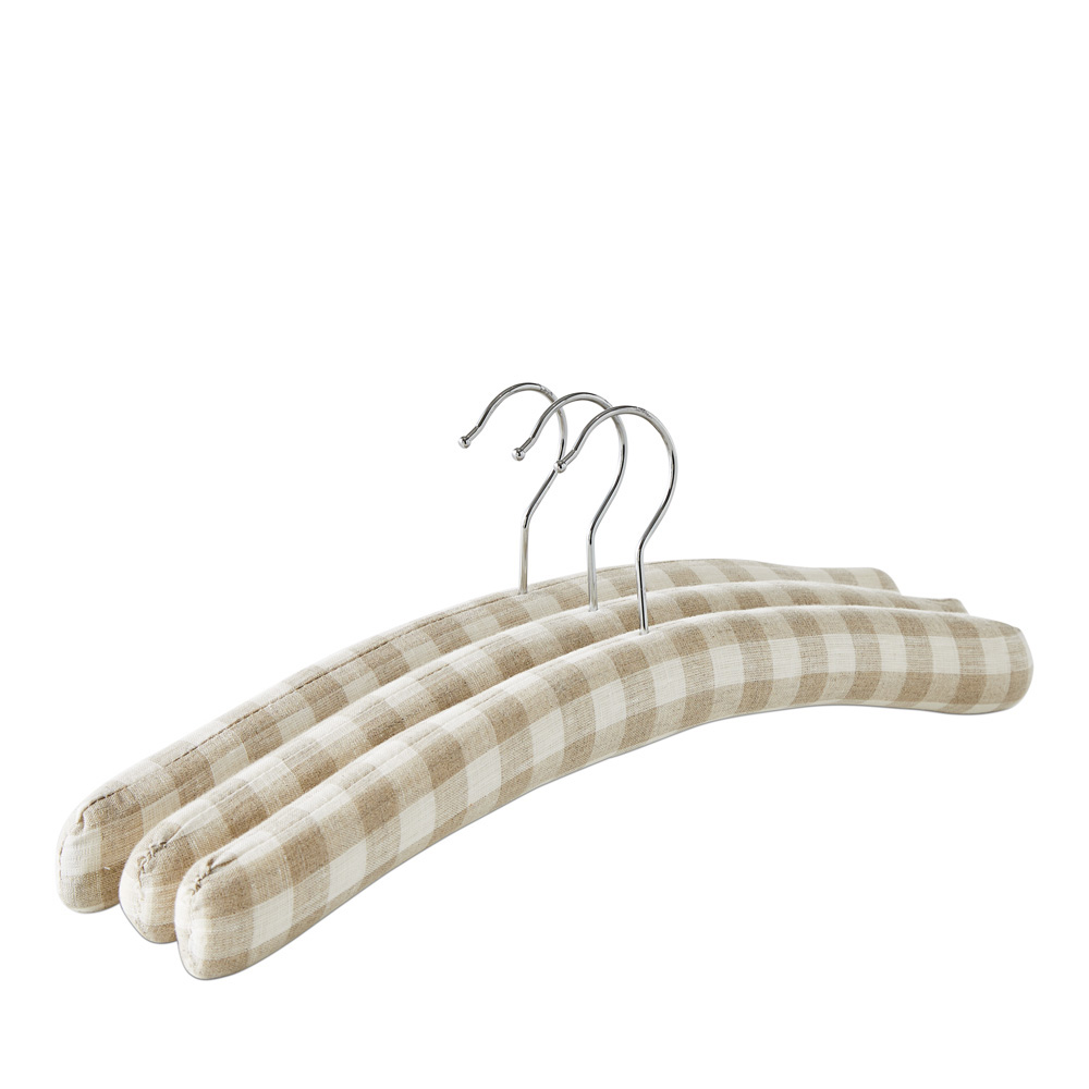 Padded Natural Gingham Coat Hangers