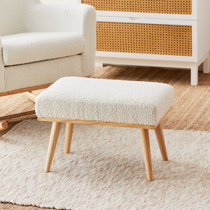 Boucle White Foot Stool