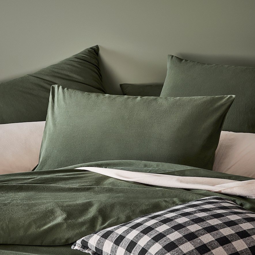 Stonewashed Cotton Basil Pillowcase