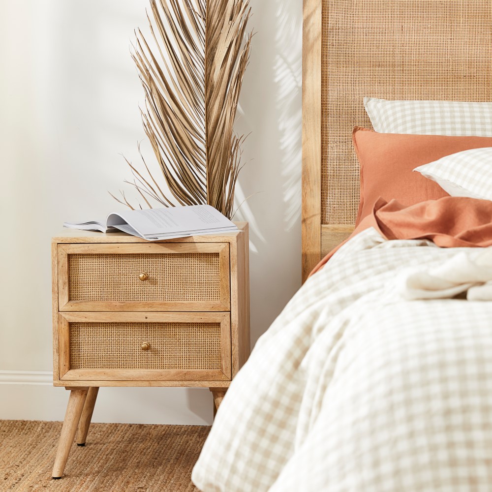 Anjuna Natural 2 Drawer Bedside Table