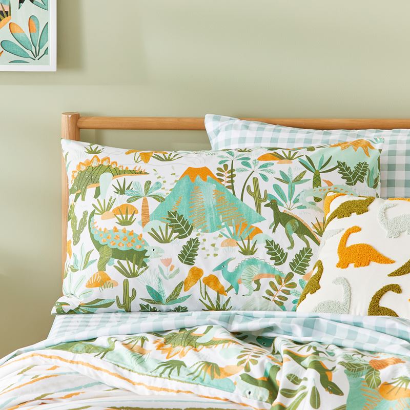 Stonewashed Dino Safari Green Quilt Cover Set