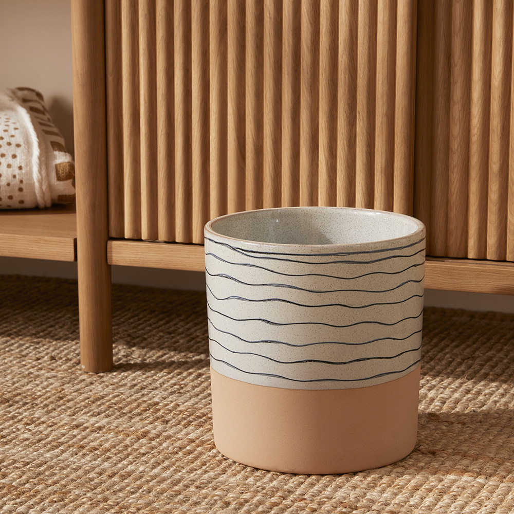 Nautical Blue & White Terracotta Pot