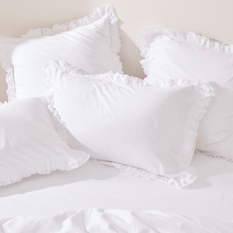 Stonewashed Cotton Ruffle White Quilt Cover Separates