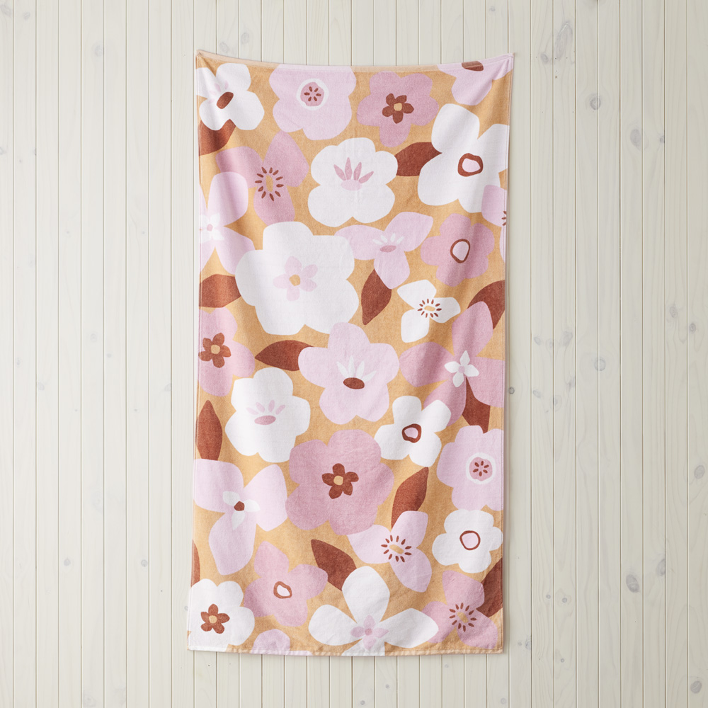 Velour Hawaiian Floral Pinks Beach Towel