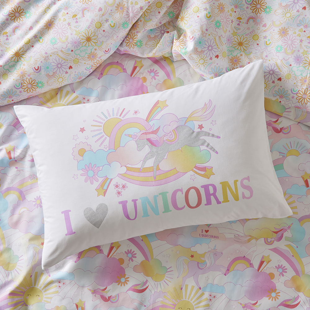 I Love Unicorns Kids Text Pillowcase