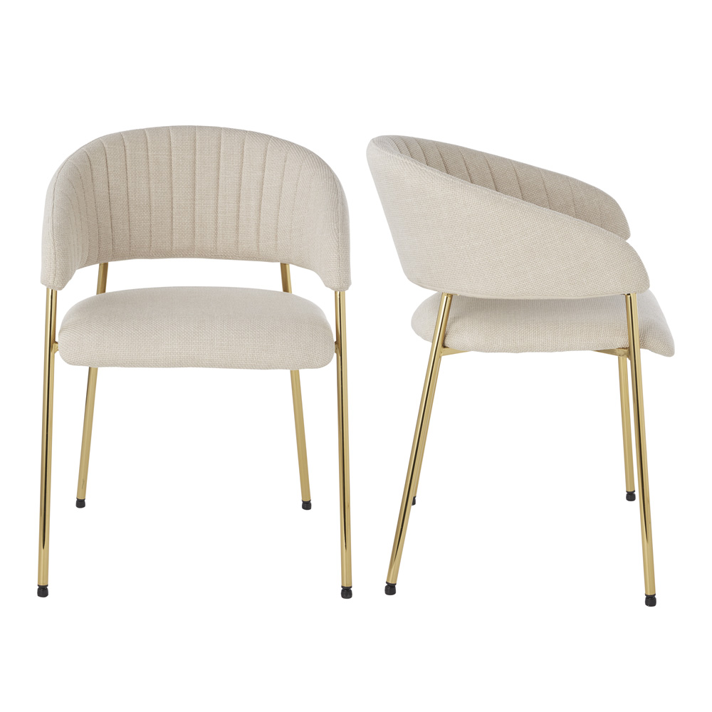 Shelby Beige & Gold Dining Chair Set of 2