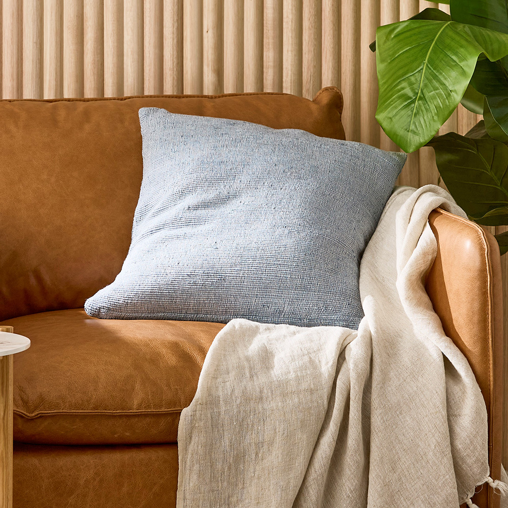 Caspian Denim & White Cushion